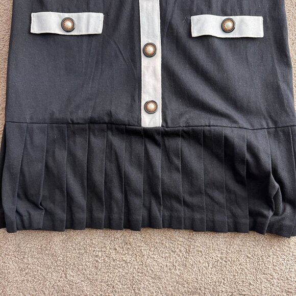 David Benjamin Secretary Dress Womens 12 NEW Drop Waist Pleated Black‎ White USA - Picture 3 of 7